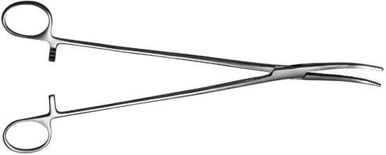Зажим гинекологический, изогнутый, 255 мм (З-59-3)